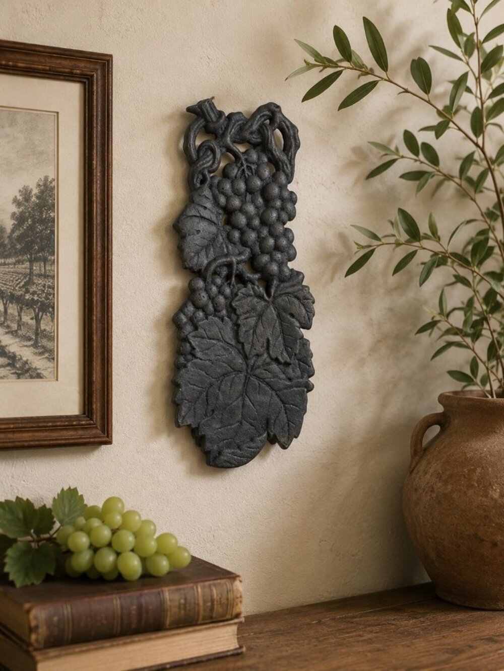 Arthur Court 1996 Grapevine Trivet Wall Plaque Aluminum Vineyard Decor 8.5”